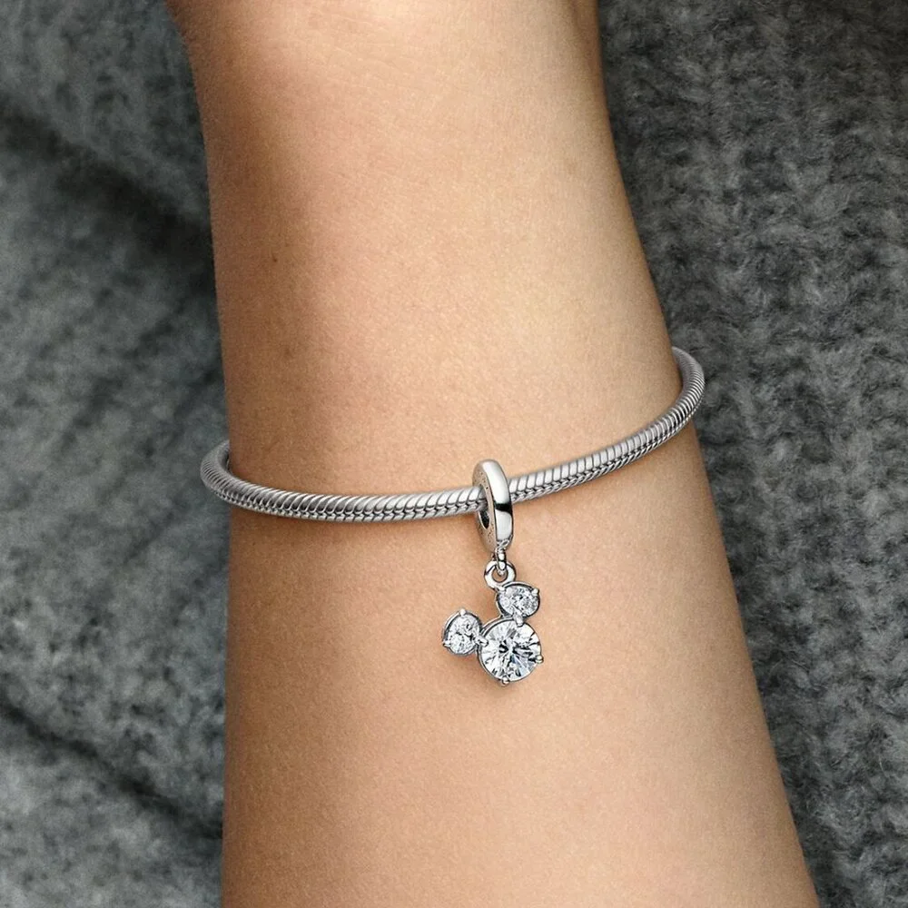 Pandora Disney Mickey Mouse Sparkling Head Silhouette Dangle Charm